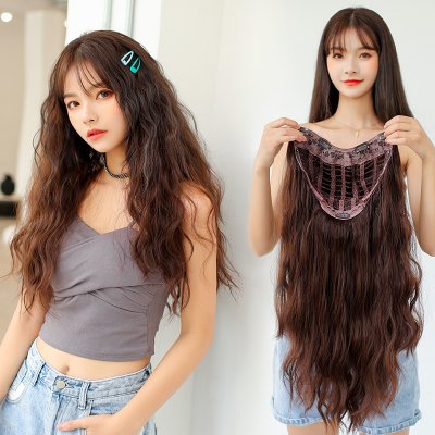 Medium Curly Women Wigs for Cosplay Natural Looking Short Bangs Layer Hair Styling