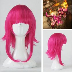Game LOL Annie Hastur Character 45cm Rose Red Heat Resistant Hair Cosplay Costume Wig + Free Wig Cap