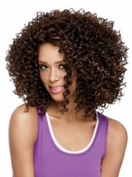 Two tones ombre medium long Fashion Loose Kinky Curly Synthetic Resistant Hair