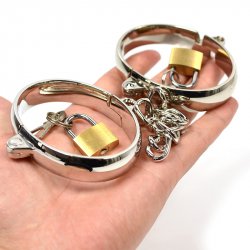 1 Pair Stainless Steel Female Male Handcuff Metal Ankle Cuffs Wrist Cuff For Couple bdsm Bondage Restraints Adult Game Sex Toys