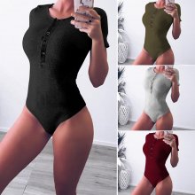 Romper Women Bodysuit Leotard Blouse Short Sleeve Tank Stretch Jumpsuit Slim Top