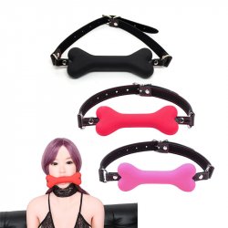 20mm Cute Solid Leather Harness Mouth Silicone Dog Bone Ball Gag BDSM Mouth Plug Couples Flirting Sex Products toys Adult Games