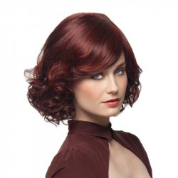 Curly Dark Red Synthetic Medium Wigs