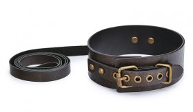 Brown Vintage Genuine Leather Sex Bdsm Collar With Leash Slave Bondage Collar Bdsm Fetish Sex Toys For Woman Couples Sm Toys