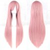24 Colors 80CM Women Cosplay Wigs Resistant Pink Yellow White Blonde Purple Black