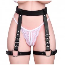 Black Sexy Leather Leg Harness Belt Women Punk Gothic Thigh Harness Garter Belt Adjustable Waist Leg Cage Suspender Belt