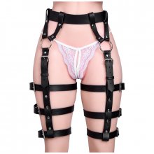 Sexy Adjustable Waist Leg Harness Garter Belts Black Leather Harness Women Punk Goth Thigh Harness Suspender Belt Cage Belt