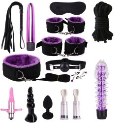 14pcs Of Sex Toys For Couples Handcuffs Whip Nipples Clip Blindfold Mouth Gag Adult Sex Toys Kit BDSM Bondage Toy