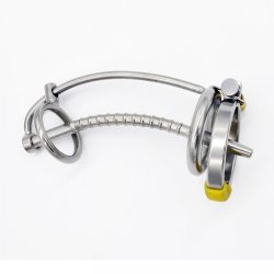 New! 3 Ring Stainless Steel Male Chastity Device/Belt with Catheter,Cock Cage,Penis