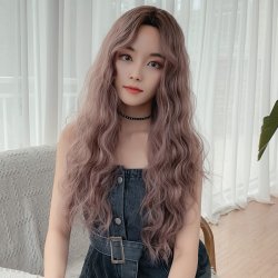 63cm Fashion Korean Style Sexy Long Natural wavy Central Parting Full Wig Womens Wigs Girl