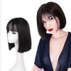 Fashion Black Synthetic Lace Front Wig Glueless Ombre Natural Black/Silver Grey Short