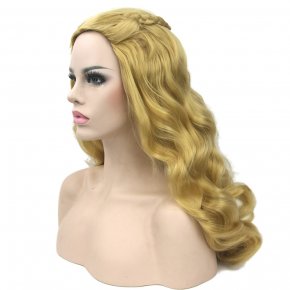 Anime 65cm Blonde Mix Wavy Long Central Part Styled Synthetic Hair Cosplay Full Wigs For Women Princess Cinderella Wig