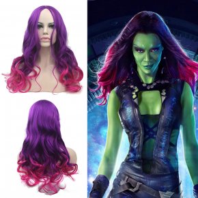 Long Wavy Synthetic Hair Purple To Pink Hair Wigs Women's Party Gamora Cosplay Wig