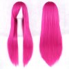 24 Colors 80CM Women Cosplay Wigs Resistant Pink Yellow White Blonde Purple Black
