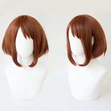 My Hero Academia Boku no Hiro Akademia Uraraka Ochako Short Brown Bobo Heat Resistant Cosplay Costume Wig + Free Wig Cap