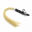 Yellow Horse Hair Tail Flogger Spanking Whip Black Genuine Leather Whip Handle Adult