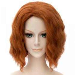 Black Widow Sexy Orange Short Curly Wavy Women Cosplay Party Full Hair Wigs