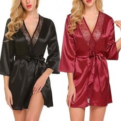 Women Ladies Satin Silk Nightdress Lingerie Sleepwear Dress Robe Nightie Gown