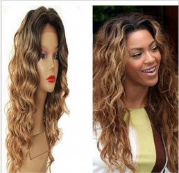 Brown Long Without Bangs Synthetic African American Hair