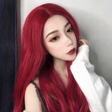 Anime 70cm Red Long Central Part Styled Synthetic Hair Cosplay Full Wigs For Women Princess Cinderella Wig