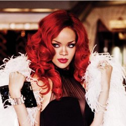 Rihanna New Hairstyle Long Curly Red Clour Synthetic Full Wig Afro African American