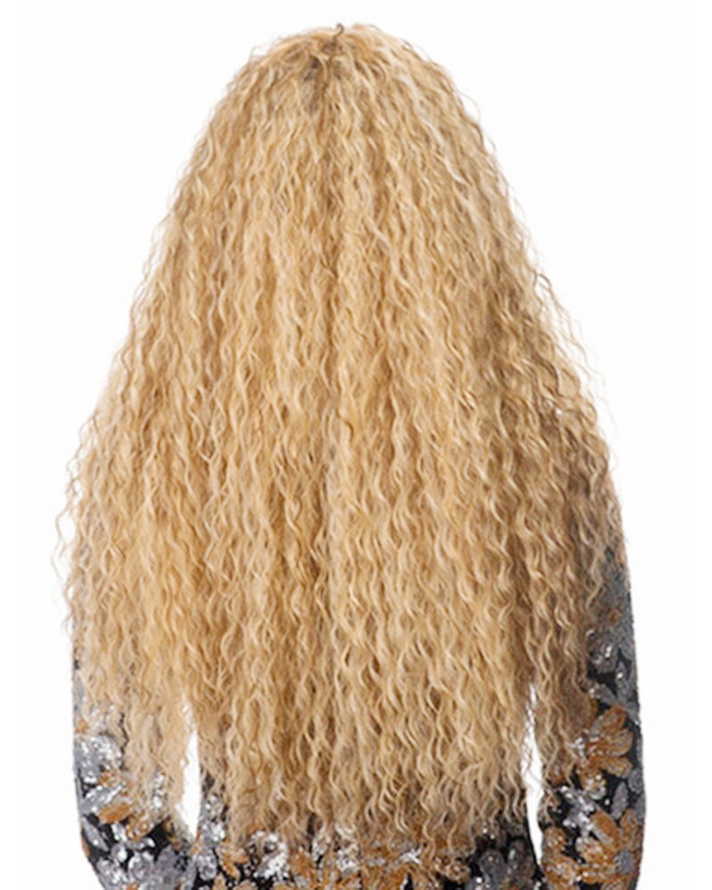 28inch Sexy Resistant Synthetic Fiber Long Blonde Corn Hair Afro Kinky