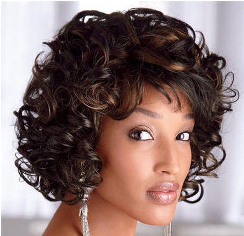 Celebrity Women Short Curly Wigs Synthetic Hair Wigs For African