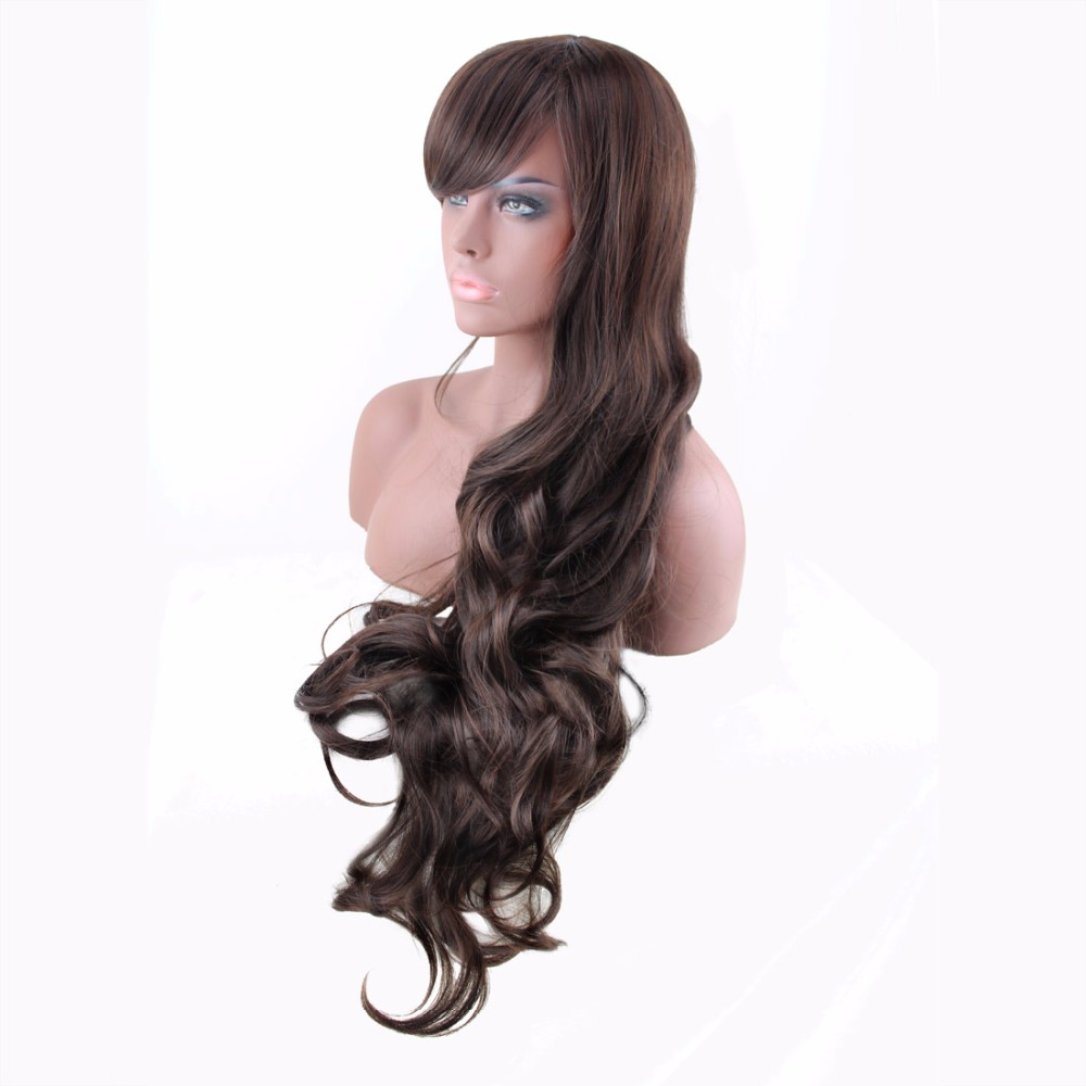 high quality woman wigs dark brown long curly brown wig cosplay